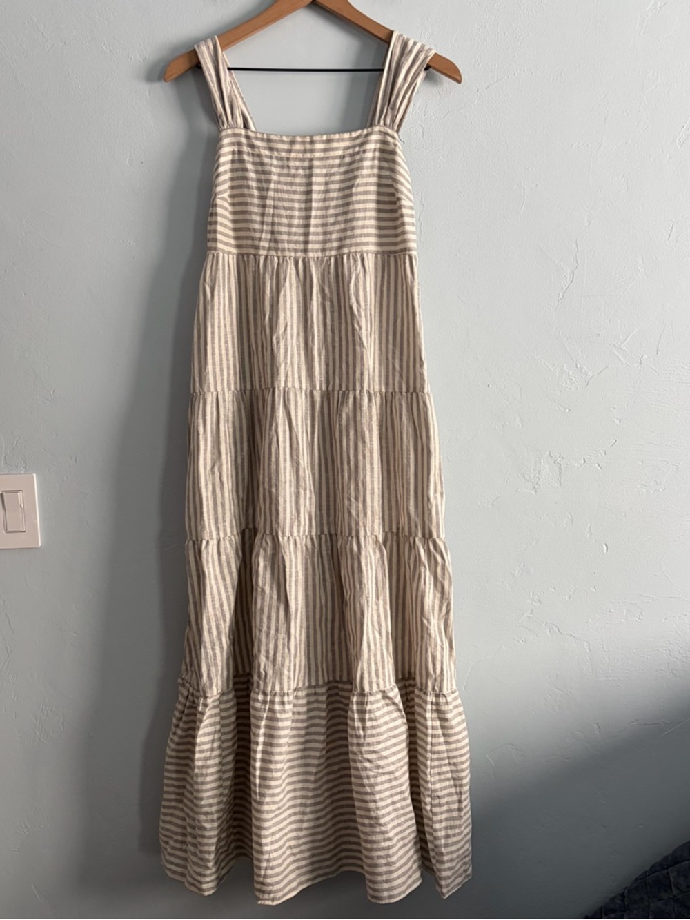 Madewell Striped Tiered Maxi Dress Hemp Vertical Stripe Plain - Picture 2 of 14